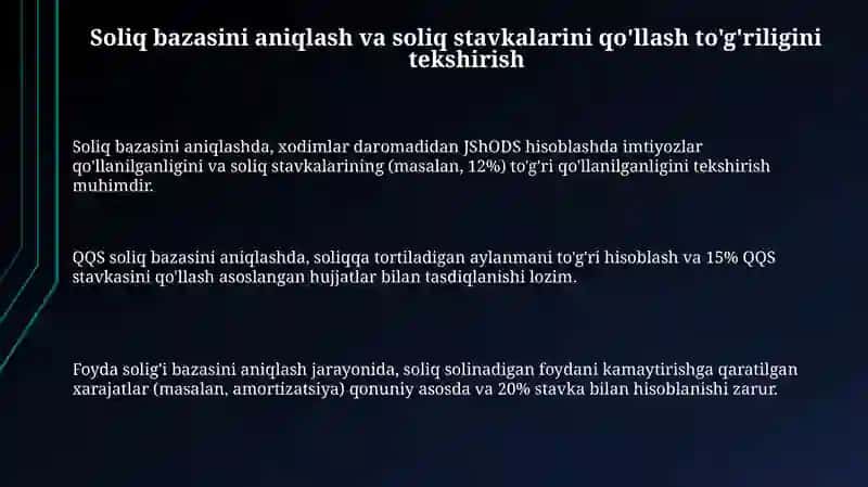Budjetga soliqlar va majburiy to‘lovlar bo‘yicha hisob-kitoblar auditi 3