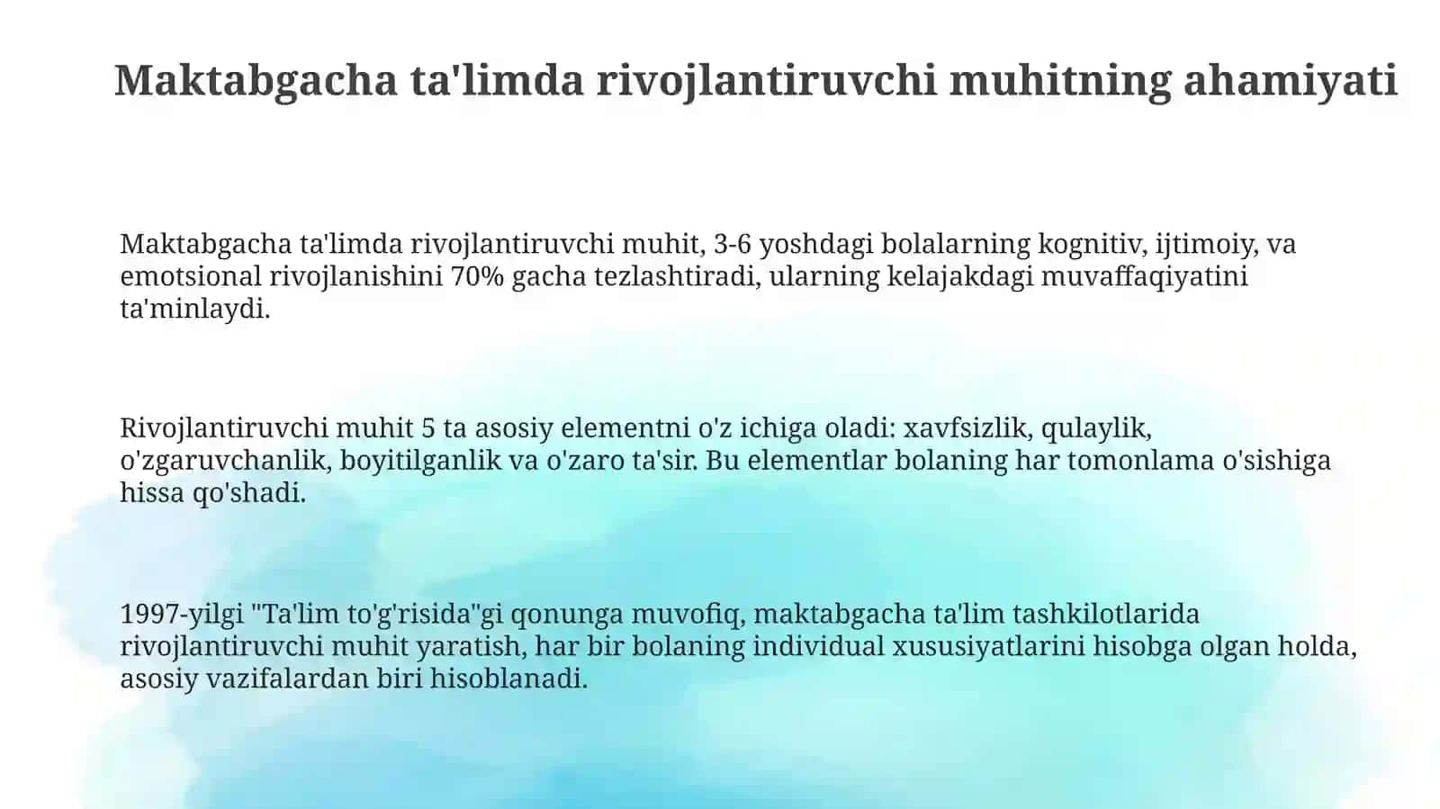 Maktabgacha ta'limda rivojlantiruvchi muhit 3