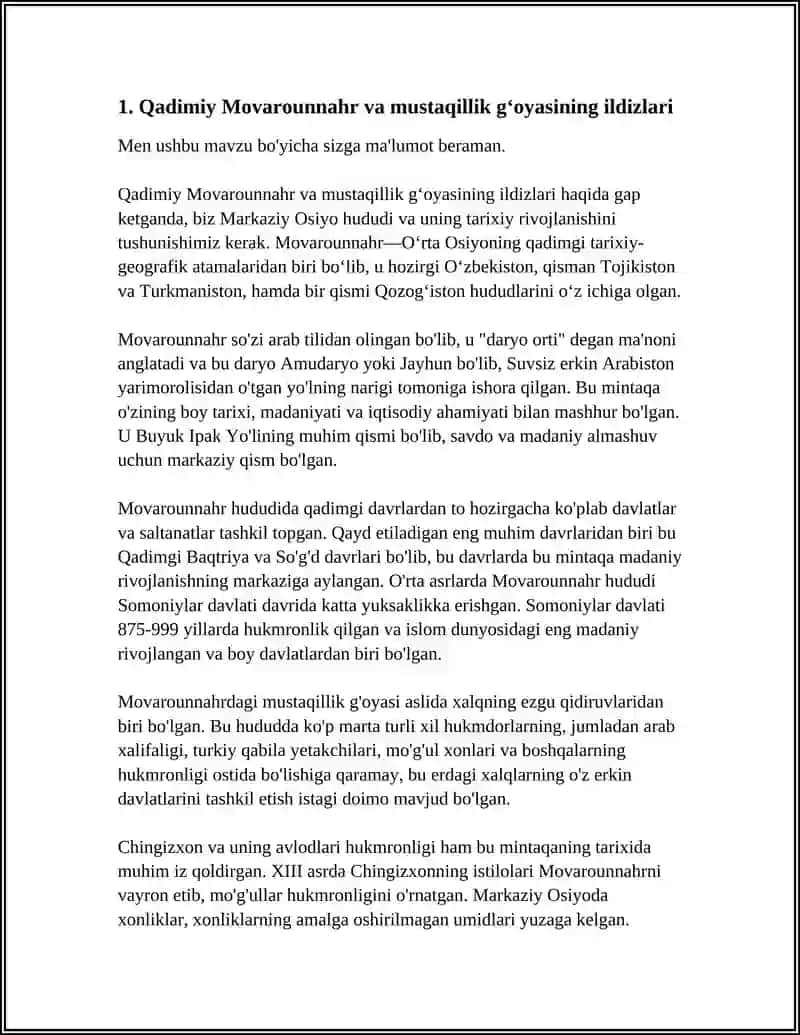 OʻZBEKISTONDA MUSTAQIL GʻOYALARINING TARIXIY ASOSLARI 3