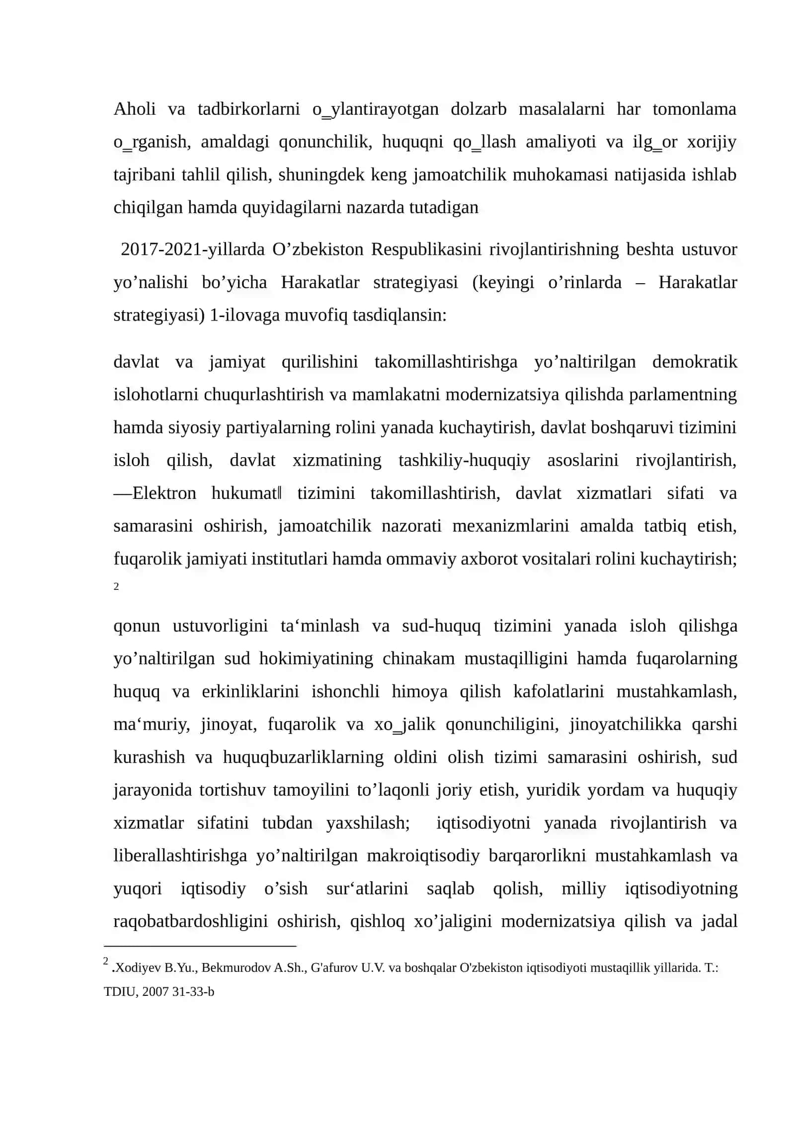 O‘zbekiston Respublikasini yanada rivojlantirish boʻyicha harakatlar strategiyasi va unda belgilangan ustuvor yoʻnalishlar 3