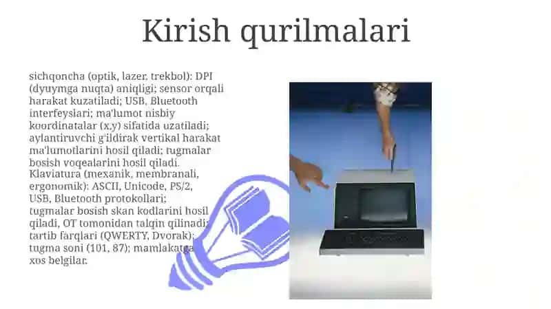 Kompyuterning tashqi qurilmalari va ularning o‘zaro ma’lumotlar almashishini yoritib bering 3