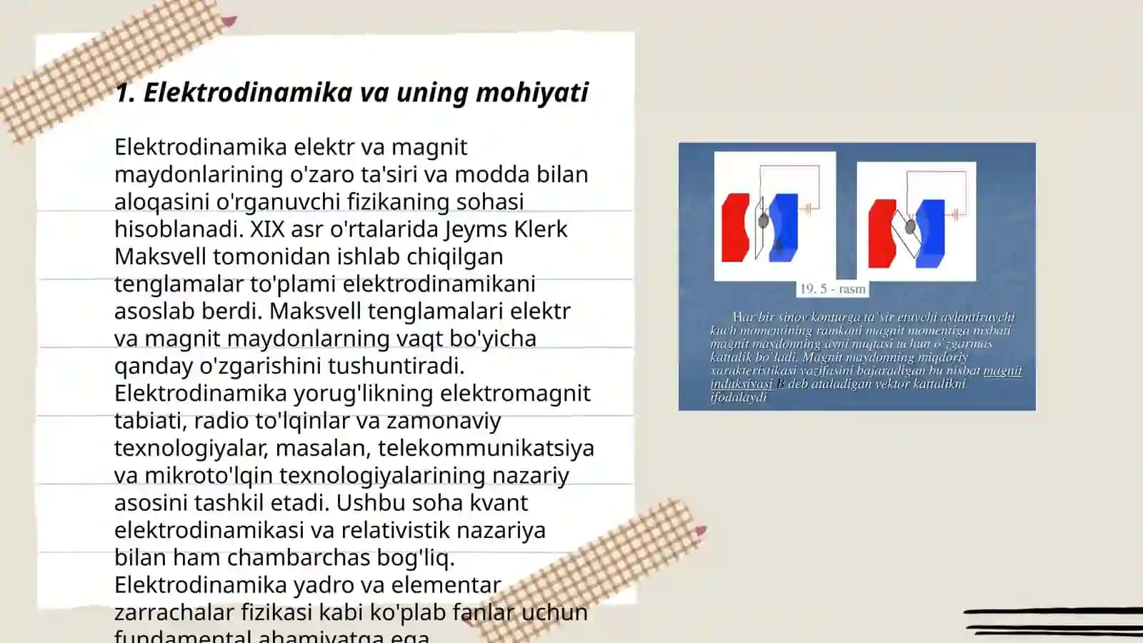 Elektrodinamikadan mustaqil ish. Bog'lanish va Maksvell tenglamalarining tatbiq qilish shartlari 3