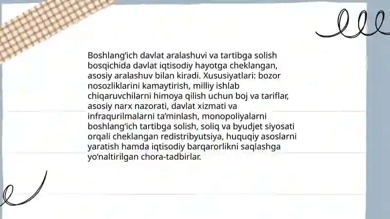 Davlat iqtisodiyotini tartibga solish bosqichlari 3