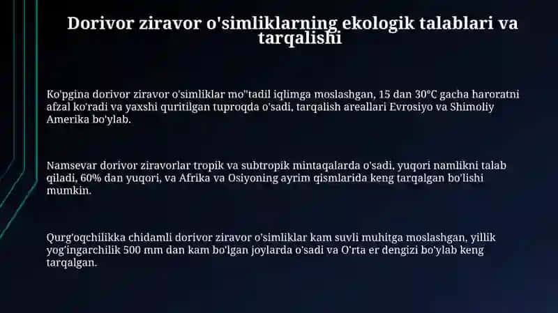 Ziravor dorivor oʻsimliklar ekologiyasi va biologiyasi 3