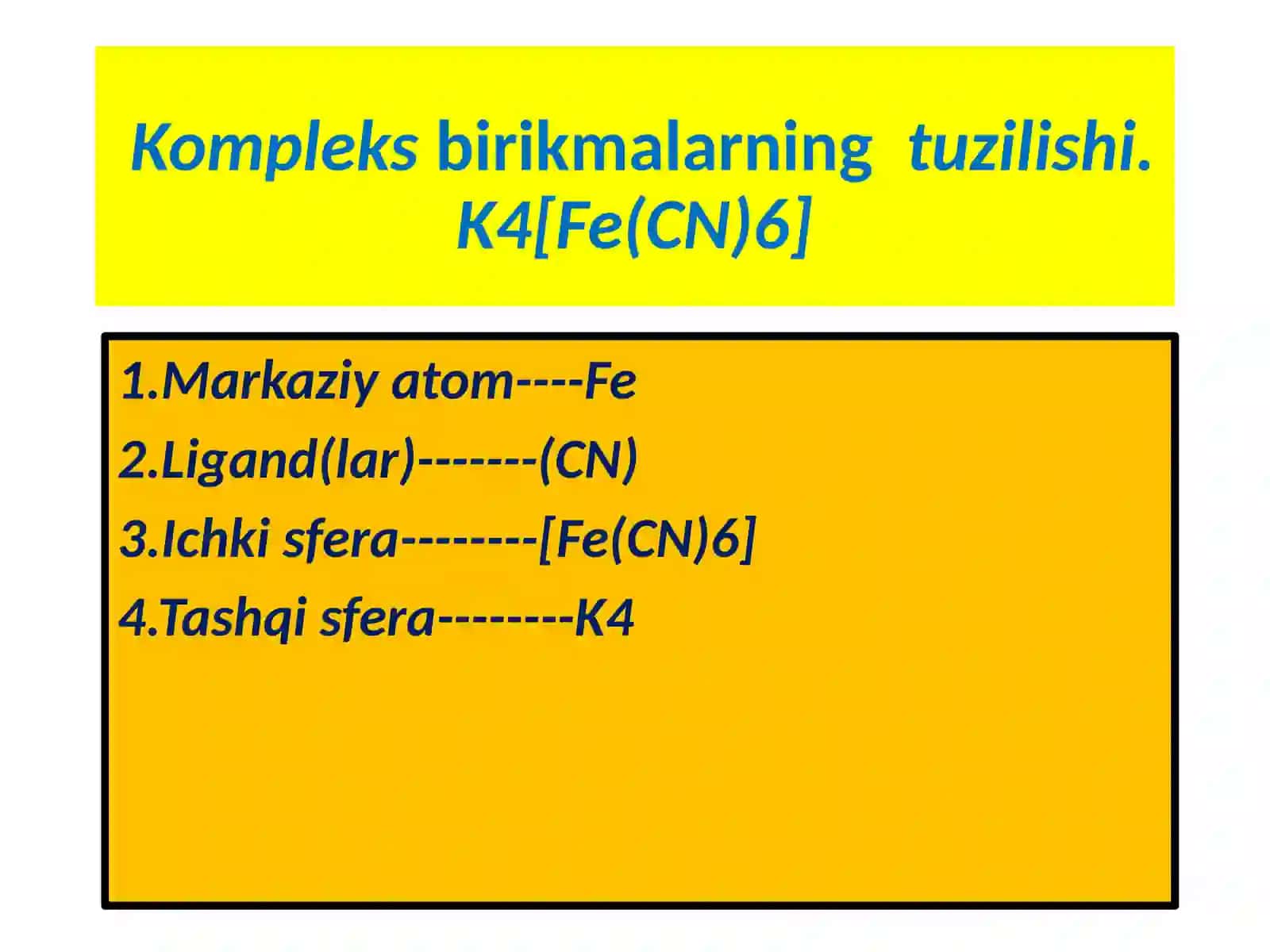 Kompleks (koordinatsion) birikmalar va ularning turlari 3