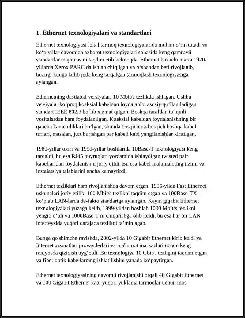 Ethernet texnologiyalari va standartlari 3