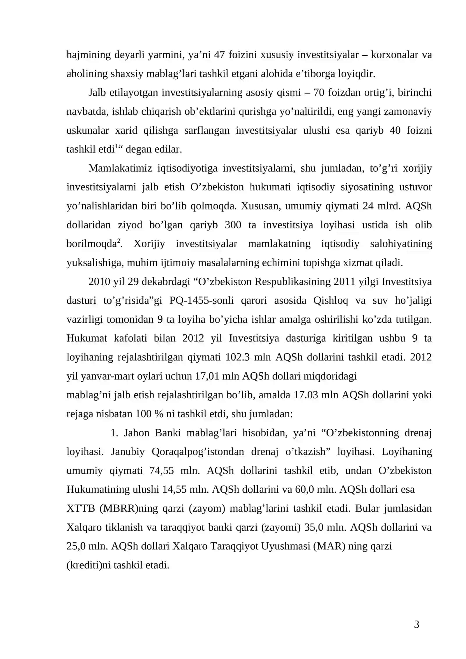 IQTISODIYOTNING QISHLOQ XO‘JALIGI TARMOG‘IGA INVESTITSIYALARNI JALB QILISH VA ULARNI BOSHQARISH MUAMMOLARI 3