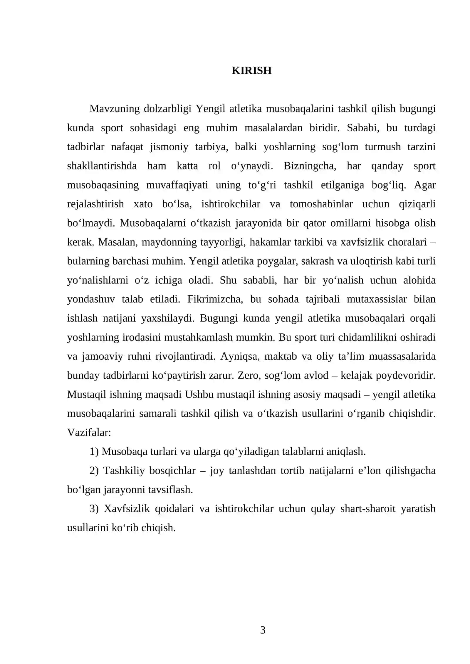 Yengil atlеtika musоbaqalarini tashkil qilish va o’tkazish 3