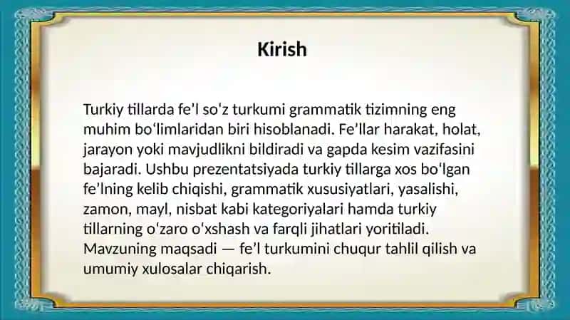 Turkiy tillarda fe’l so‘z turkumi 3
