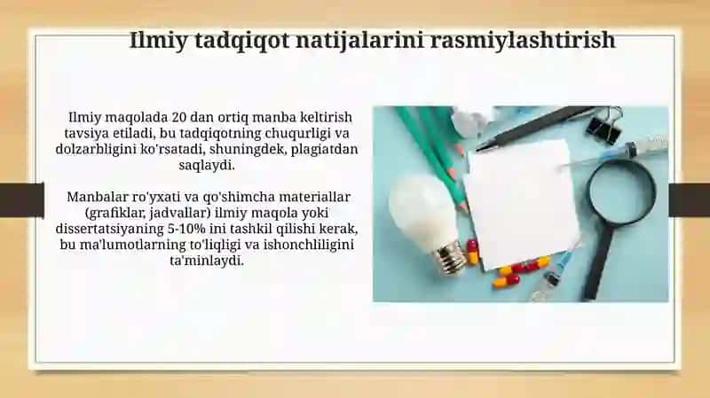 Ilmiy tadqiqot natijalarini ilmiy maqola (tezis) kо’rinishida rasmiylashtirish 3