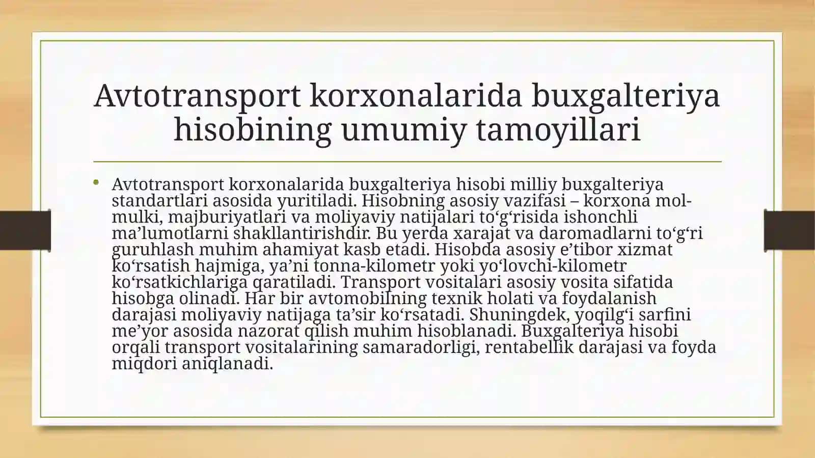 Avtotransport korxonaslarida buxgalteriya hisobi 3