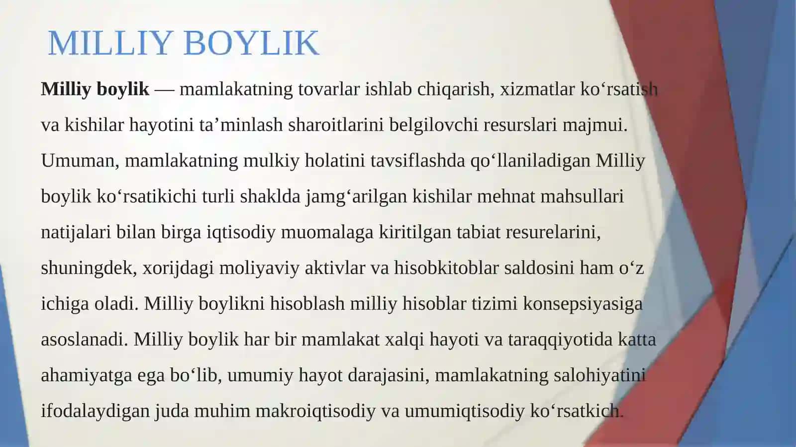 Milliy boylik va uning tarkibi ko'rsatkichlari 3