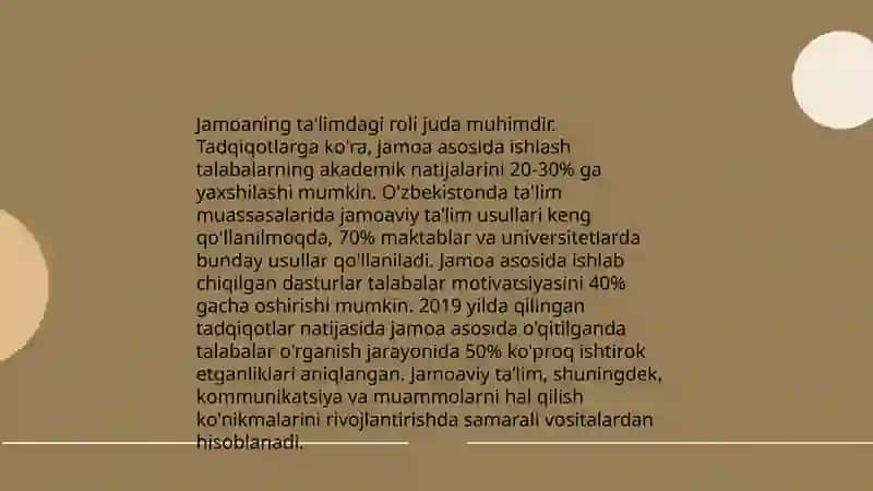 Komil inson shaxsni tarbiyalashda jamoaning oʻrni va ahamiyati 3