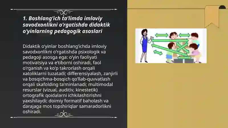 Boshlang‘ich ta’limda imloviy savodxonlik boʻyicha turli didaktik oʻyinlardan foydalanish 3