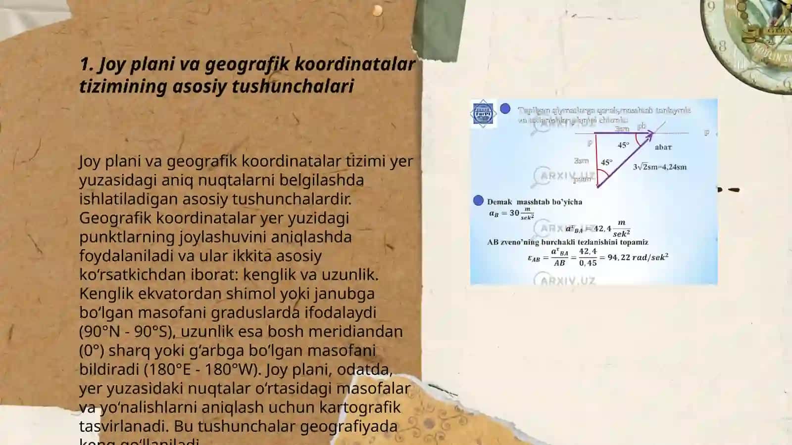 Joy plani va geografik koordinatalar tizimi 3