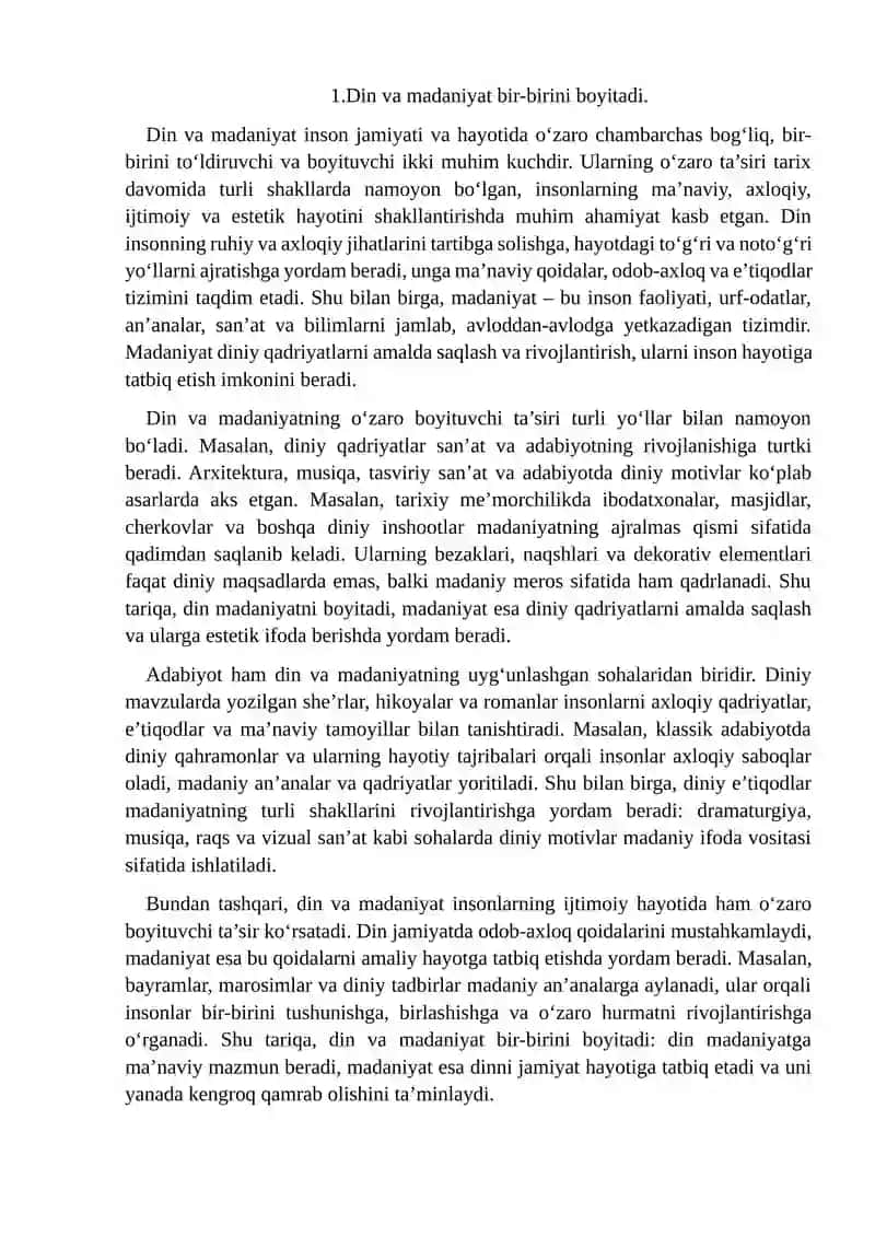 Din va madaniyat o'zaro ta'siri san`at adabiyot va memorchilik misolida 3
