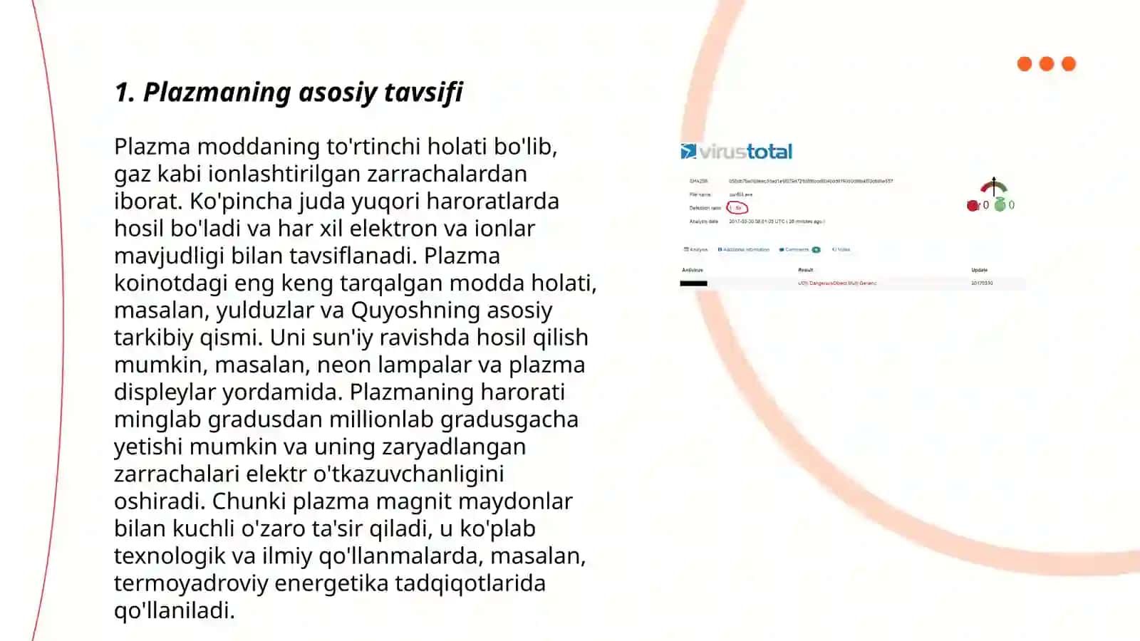 Plazma xossalari va tavsiflari 3