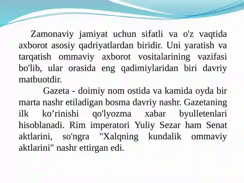 Xorijiy ommaviy axborot vositalarining media-zamondagi o’rni 3