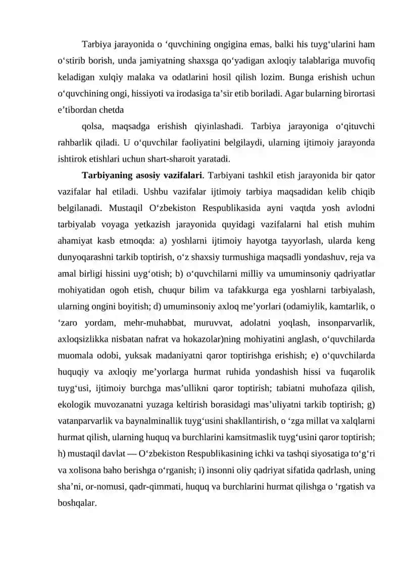 Pedagogik jarayonda tarbiyaning mazmuni 3
