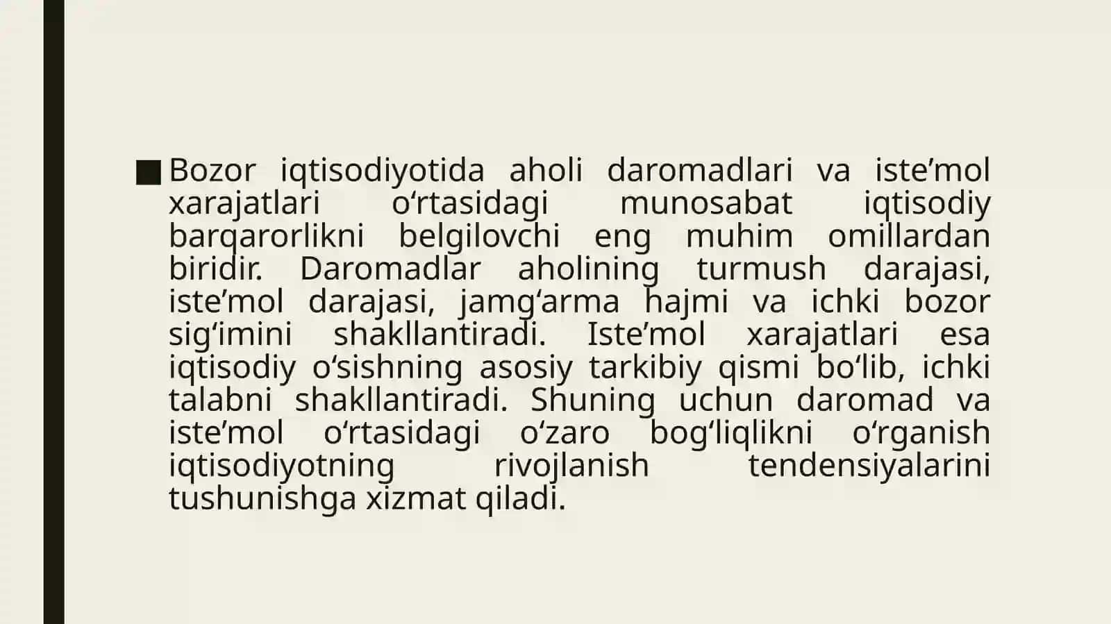 Aholi daromadlari va iste'mol xarajatlari o'rtasidagi bog'liqlik 3