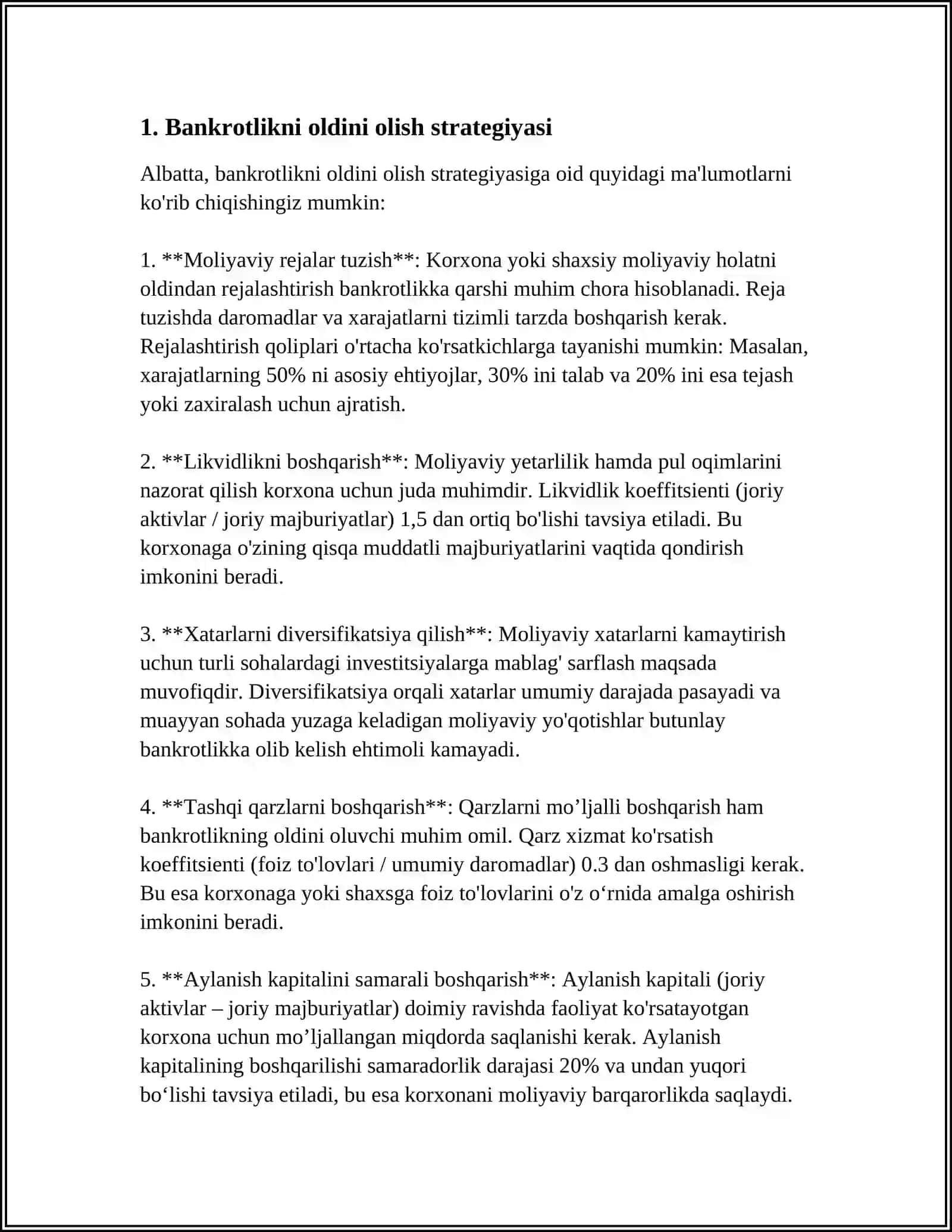 IQTISODIY NOCHORLIK (BANKROTLIK)NI OLDINI OLISH CHORA-TADBIRLARI 3