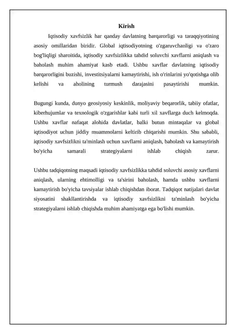 Iqtisodiy xavfsizlikka tahdid soluvchi xavflarni aniqlash va baholash 3