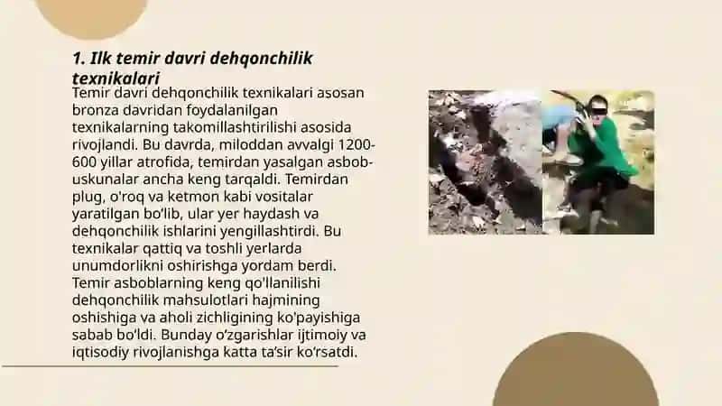 Ilk temir davri dehqon jamoalarining shakllanish jarayoni Umurzoqova Sakinabonu 3