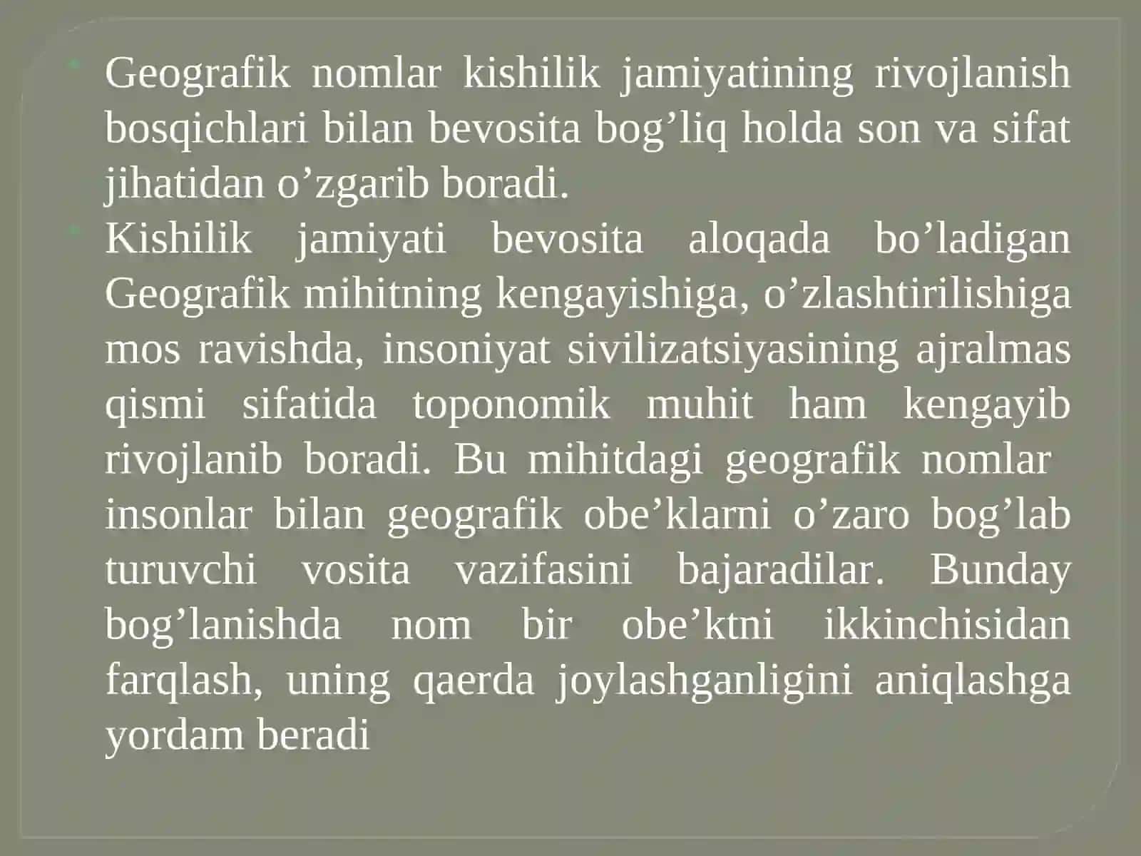 Toponimika fanipredmeti tadqiqot ob’ekti 3