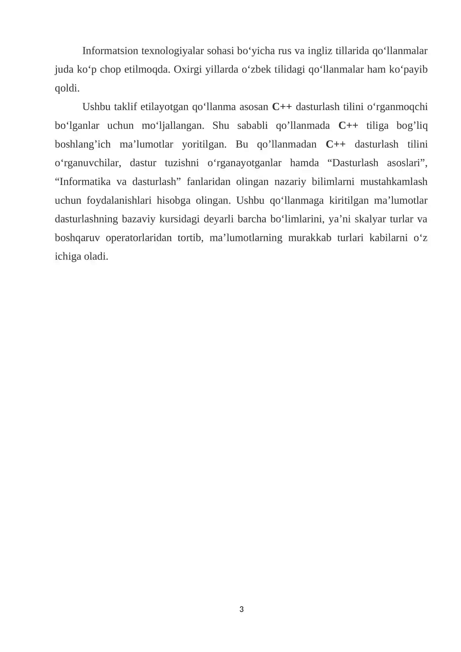 C++ TILIDAGI DASTURLARNING TARKIBIY QISMLARI 3
