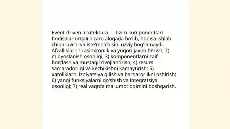 Event driven dasturlash: Asosiy tamoyillar va amaliyot 3