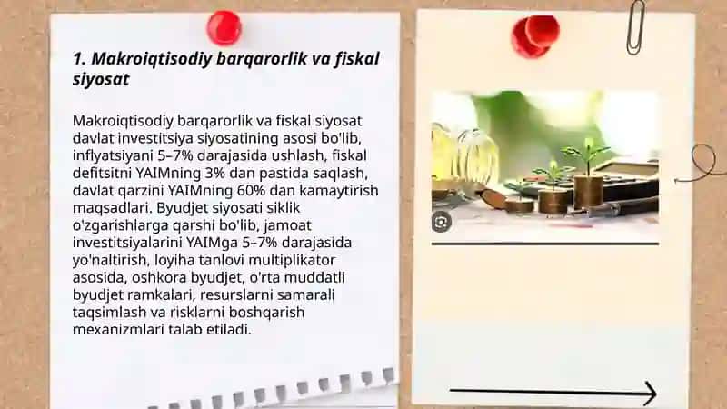 Davlat investisiya siyosatining asosiy yonalishlari 3
