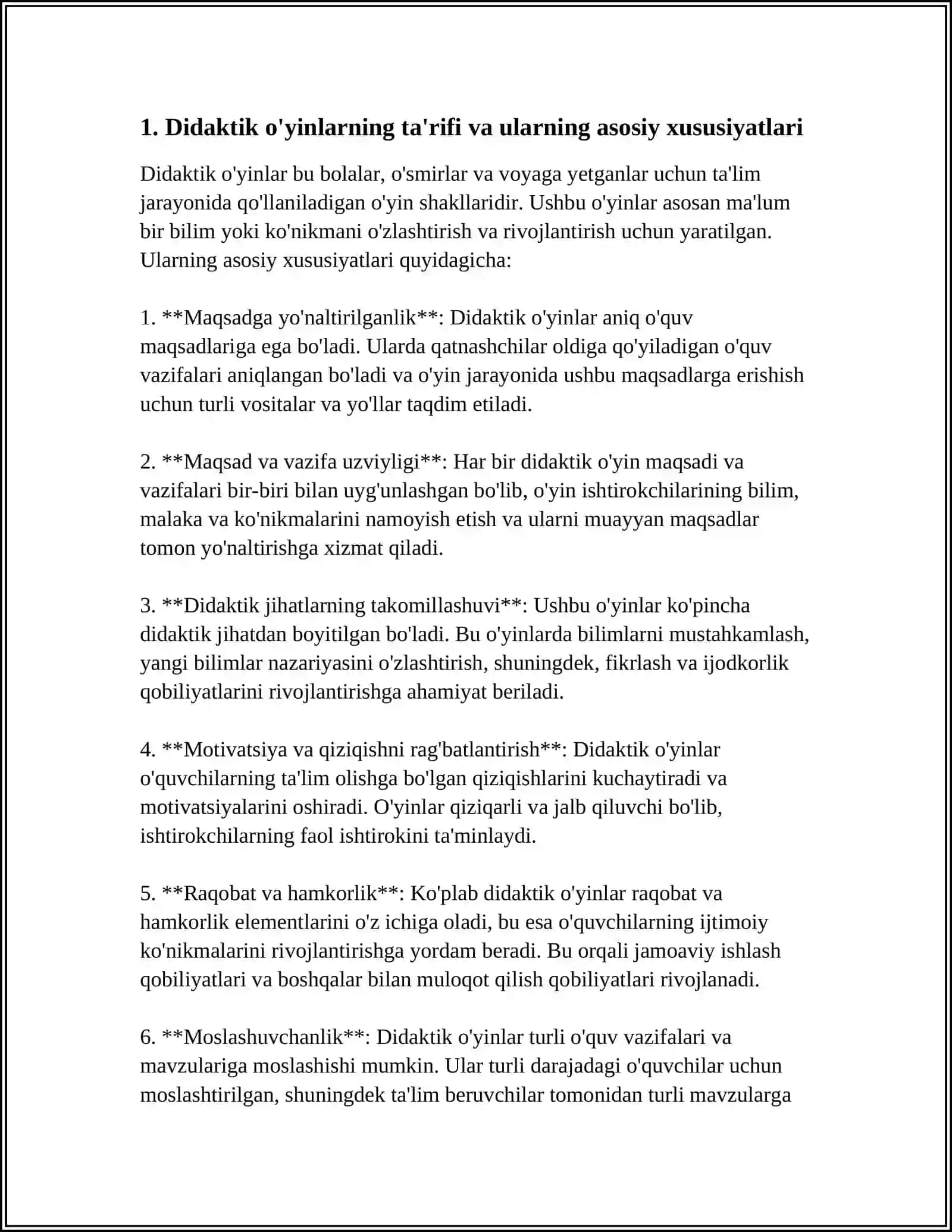 SINFDAN TASHQARI MASHG'ULOTLARDA DIDAKTIK O‘YINLARNING AHAMIYATI, MAZMUNI ULARDAN FOYDALANISH (3-SINF MISOLIDA) 3