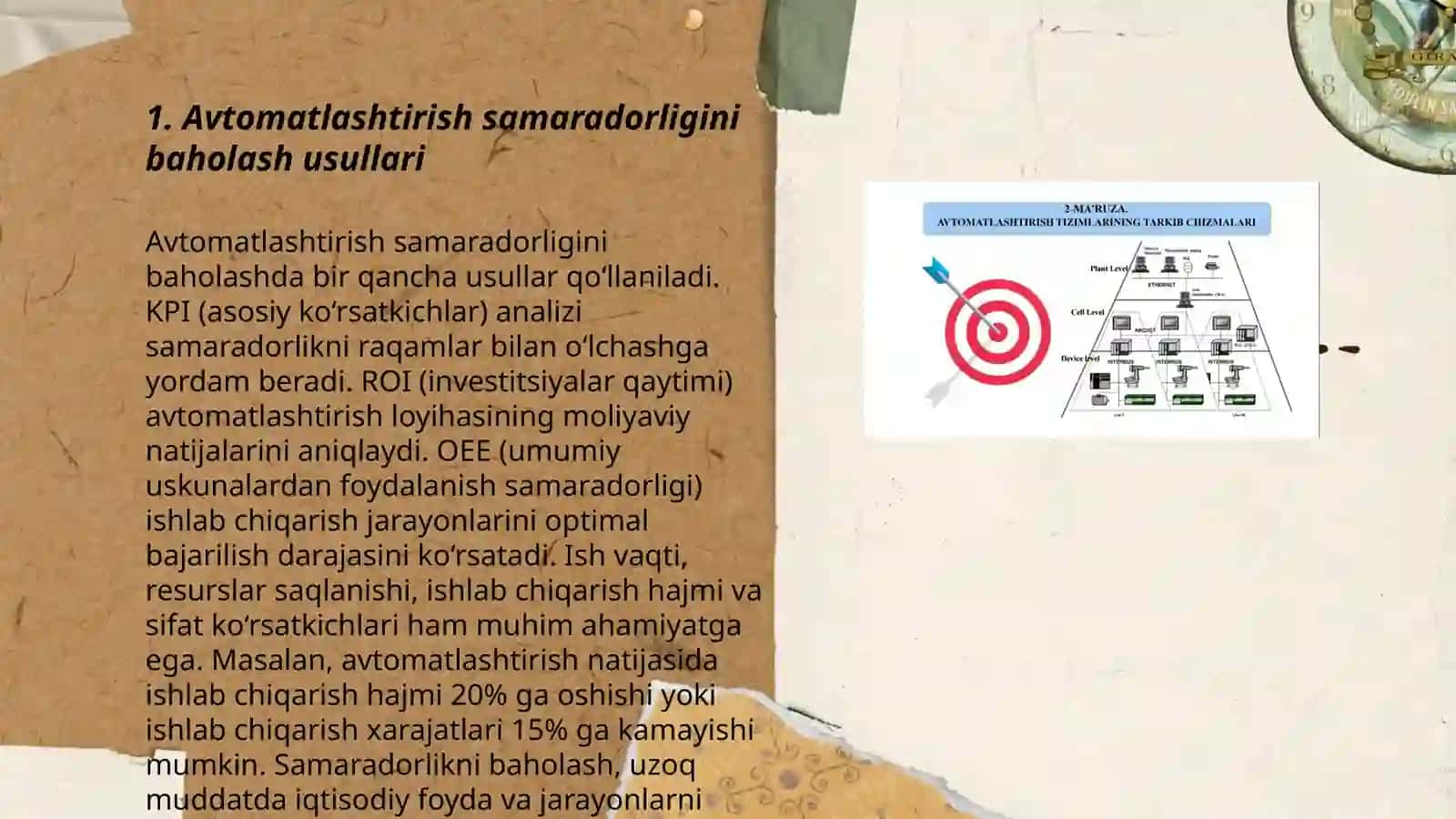Avtomatlashtirish samaradorligining asosiy koʻrsatkichlari 3