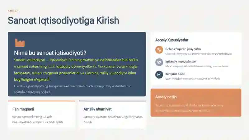 Sanoat Iqtisodiyoti Predmeti, Vazifalari va Milliy Iqtisodiyotdagi O'rni 3