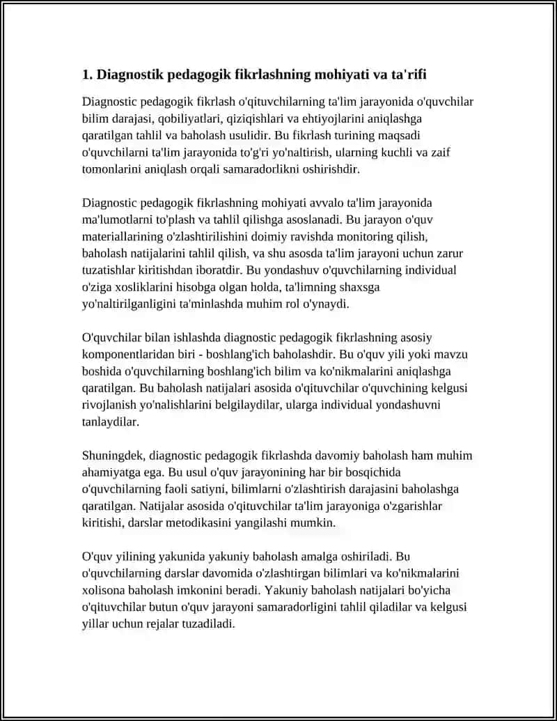 DIAGNOSTIK PEDAGOGIK FIKRLASH 3
