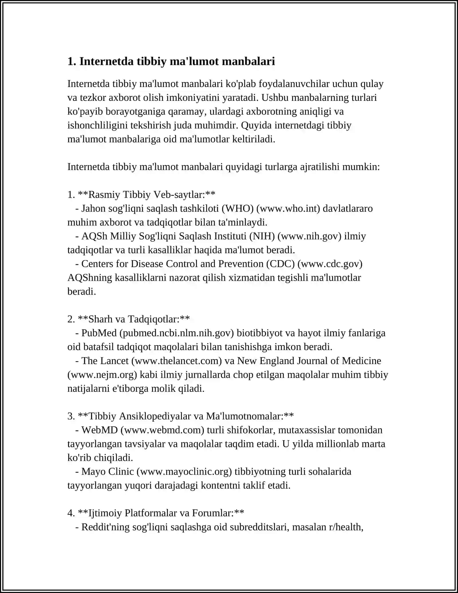 INTERNET DA TIBBIYOTGA OID RESURSLAR 3