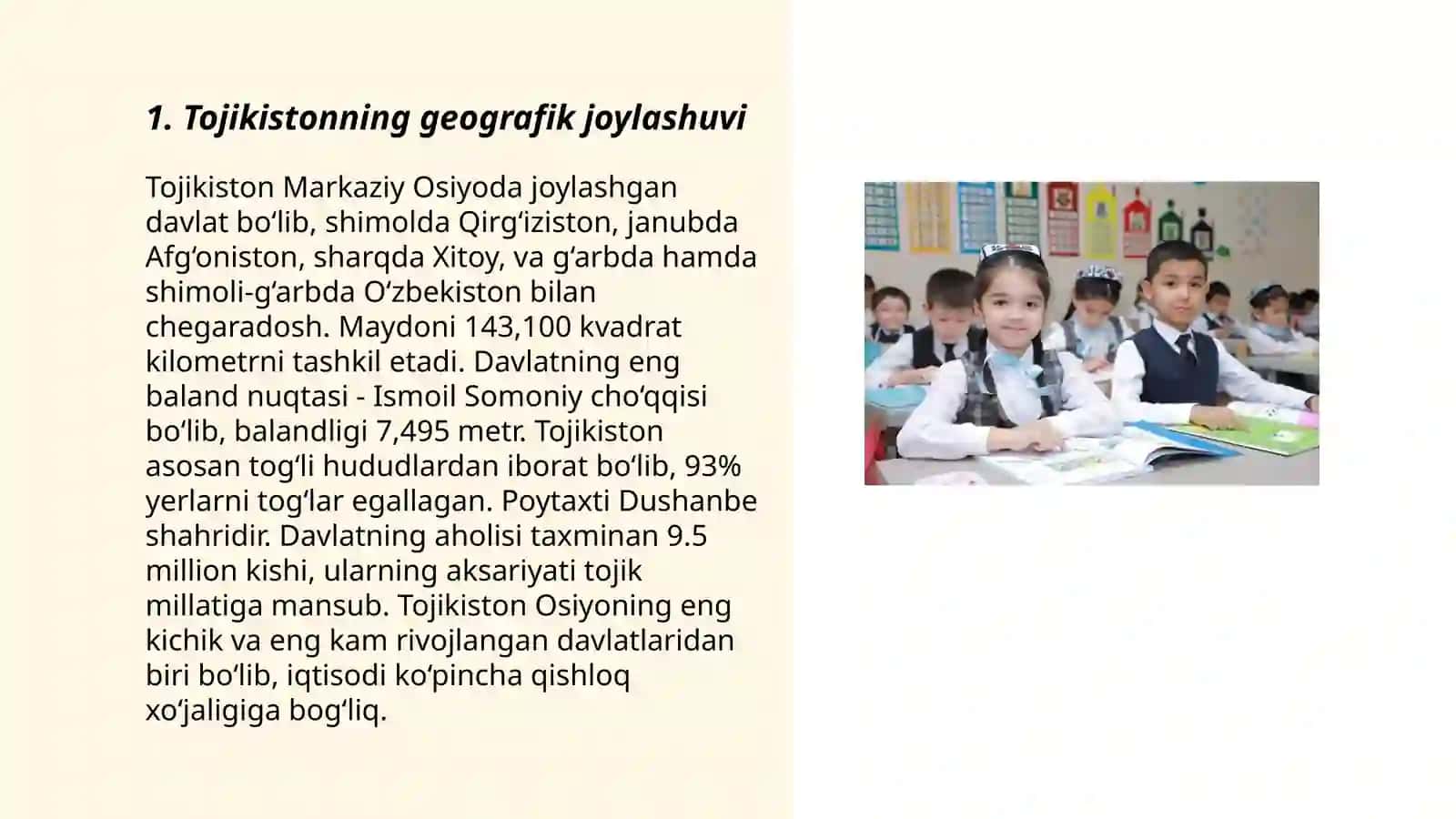 Tojikiston Respublikasiga umumiy iqtisodiy geografik tavsif 3