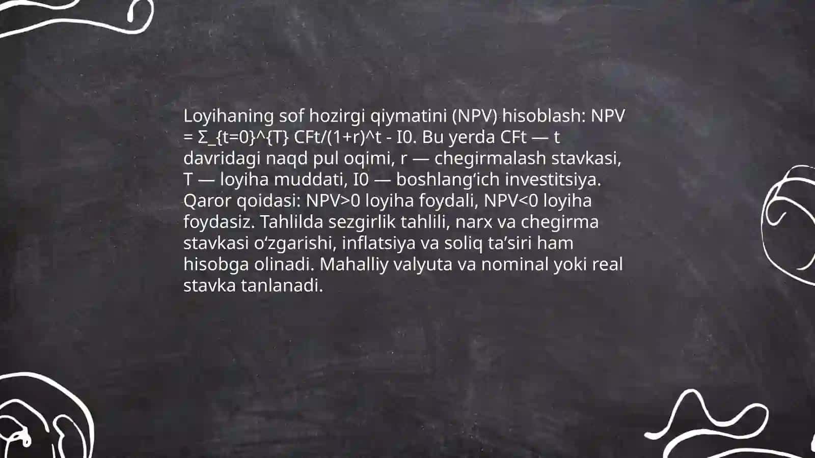 Investitsiya loyihalarining moliyaviy va iqtisodiy samaradorligini baxolash 3