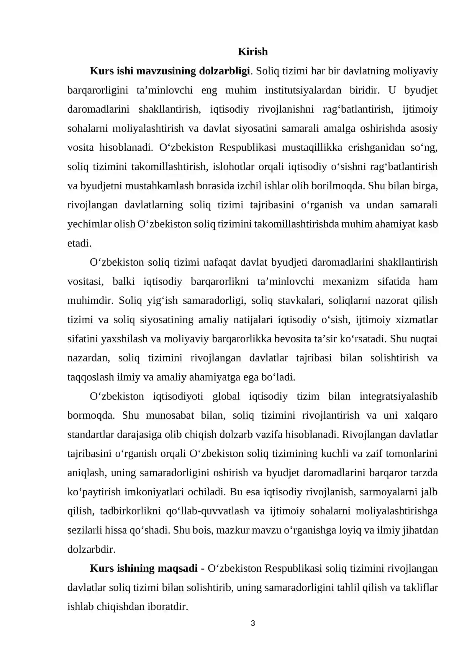 O‘zbekiston Respublikasi soliq tizimining taraqqiy etgan davlatlar soliq tizimi bilan solishtirma tahlili 3