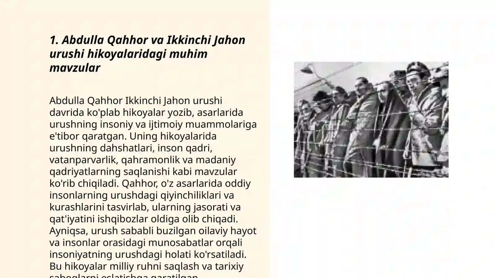 Abdulla Qahhorning ikkinchi jahon urushi yillari hikoyachiligi 3