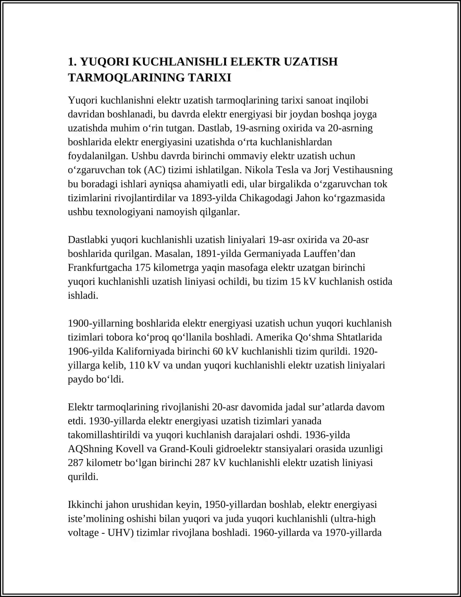 YUQORI KUCHLANISHLI ELEKTR UZATISH TARMOQLARI 3