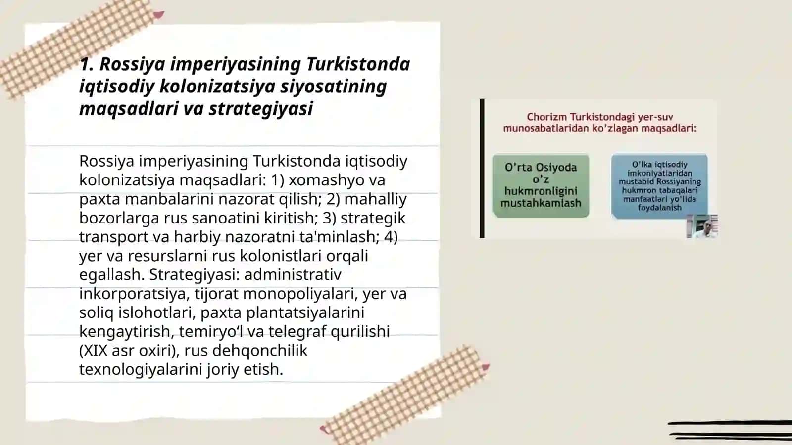 Rossiya imperiyasining Turkiston o‘lkasida iqtisodiy humronlikni o‘rnatish siyosati 3