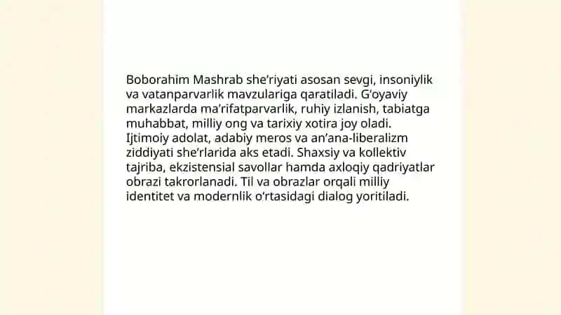 Boborahim Mashrab sheʼriyati namunalarini tahlil qilish 3
