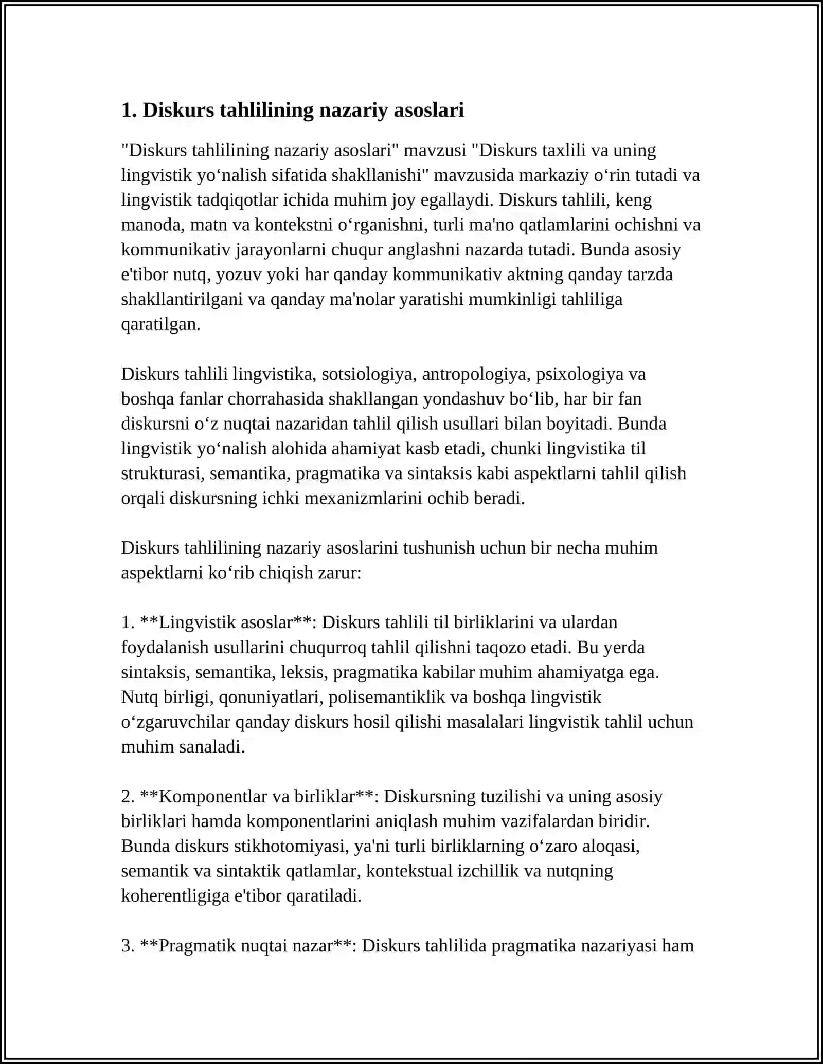 DISKURS TAXLILI VA UNING LINGVISTIK YOʻNALISH SFATIDA SHAKLLANISHI 3
