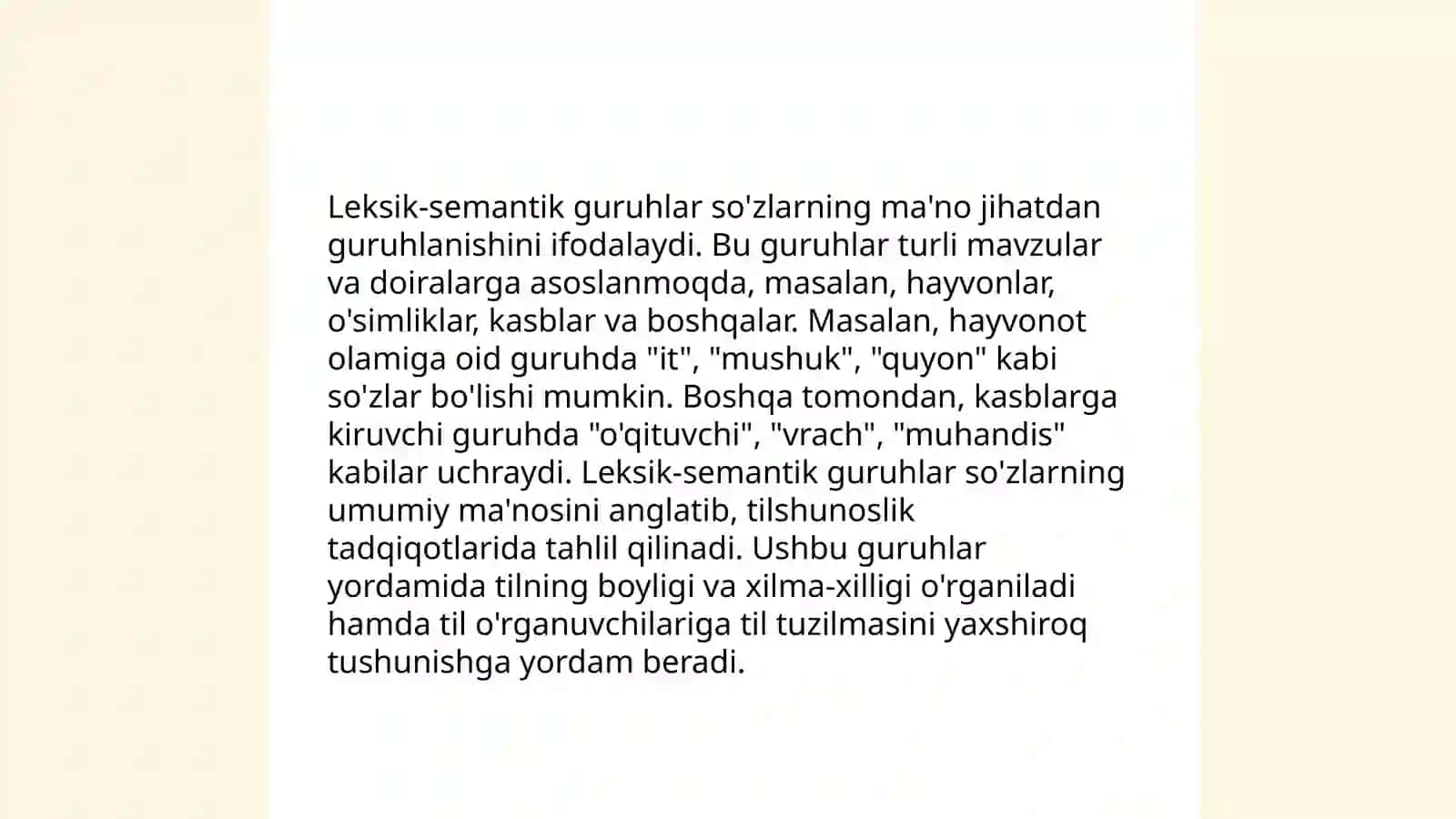 Leksik semantik sistemalar lugʻaviy-maʼnoviy guruh 3