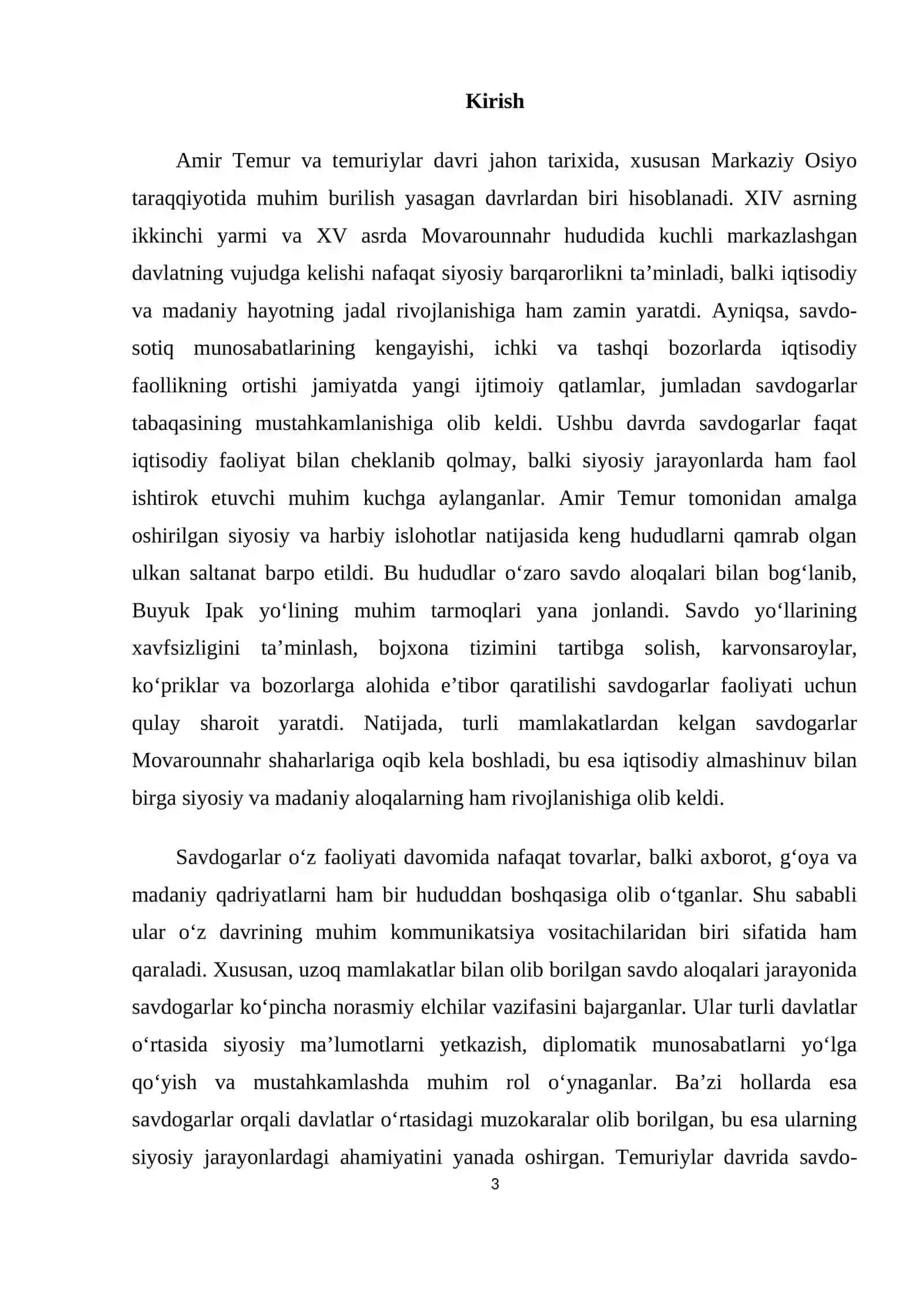 Amir Temur va temuriylar davrida savdogarlarning siyosiy jarayonlardagi ishtiroki 3