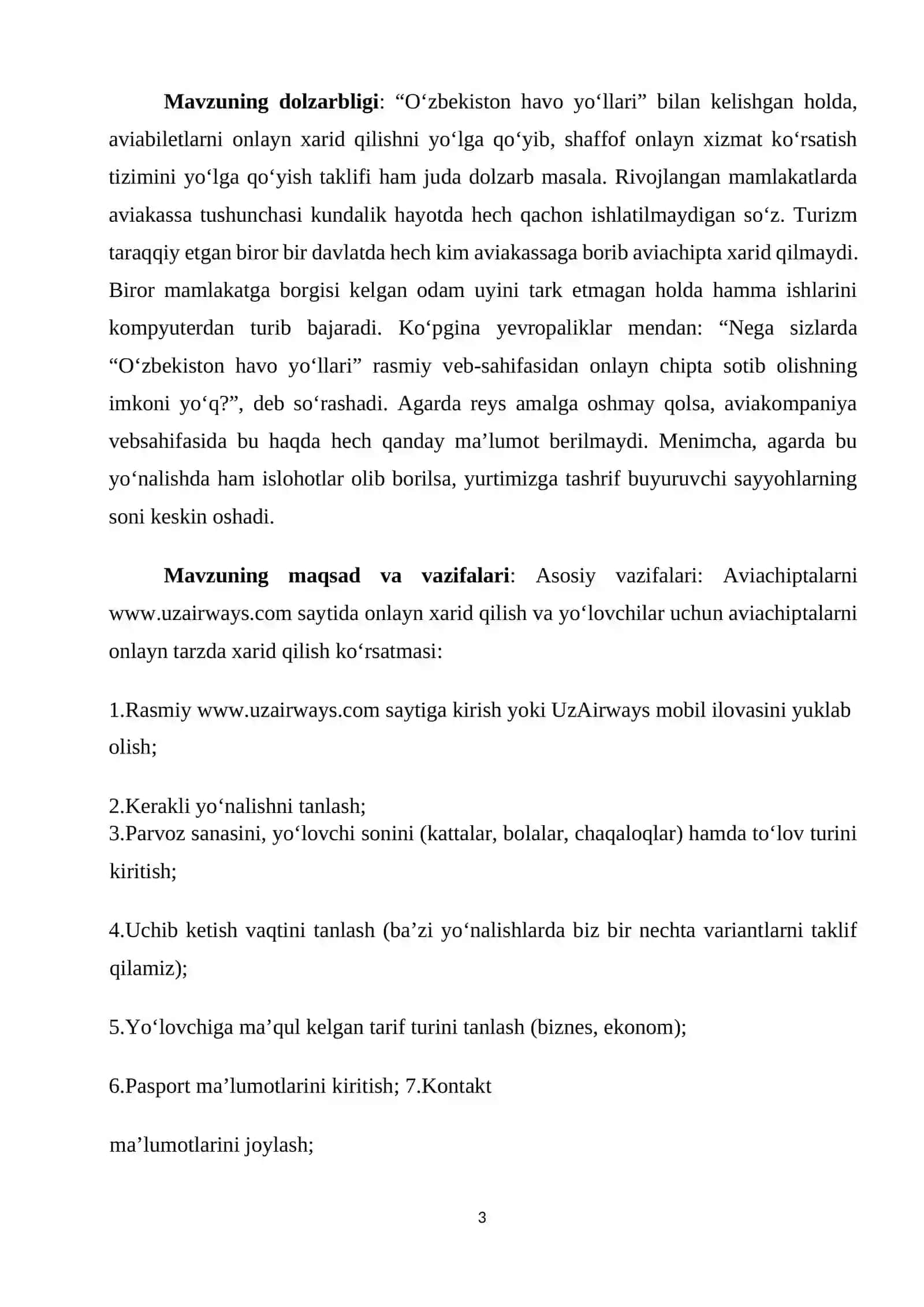 Aviabiletlarni onlayn xarid qilishni loyihalash 3