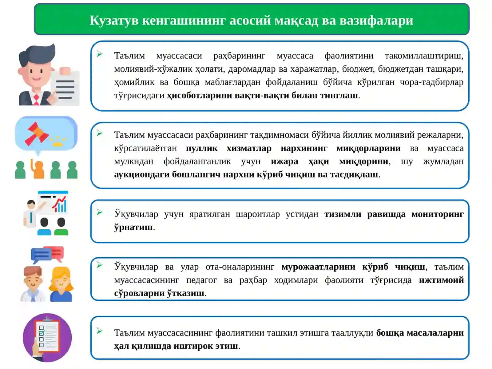Умумий ўрта таълим муассасасининг кузатув кенгаши тўғрисида 3