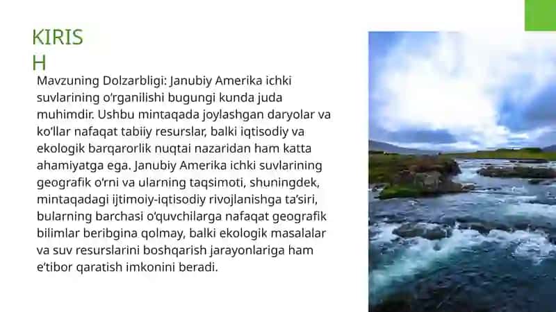 Janubiy Amerikamaterigi ichki suvlari mavzusini o‘qitish metodikasi 3