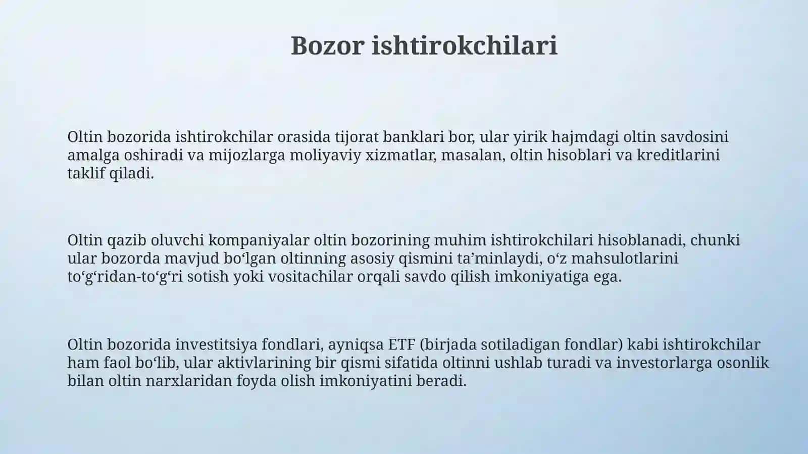 Oltin bozori savdosini tashkil qilish va amal qilish mexanizimi 3